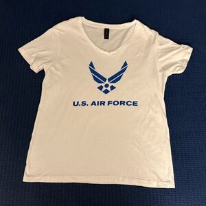 Women's Large White V-Neck U.S. Air Force T-Shirt